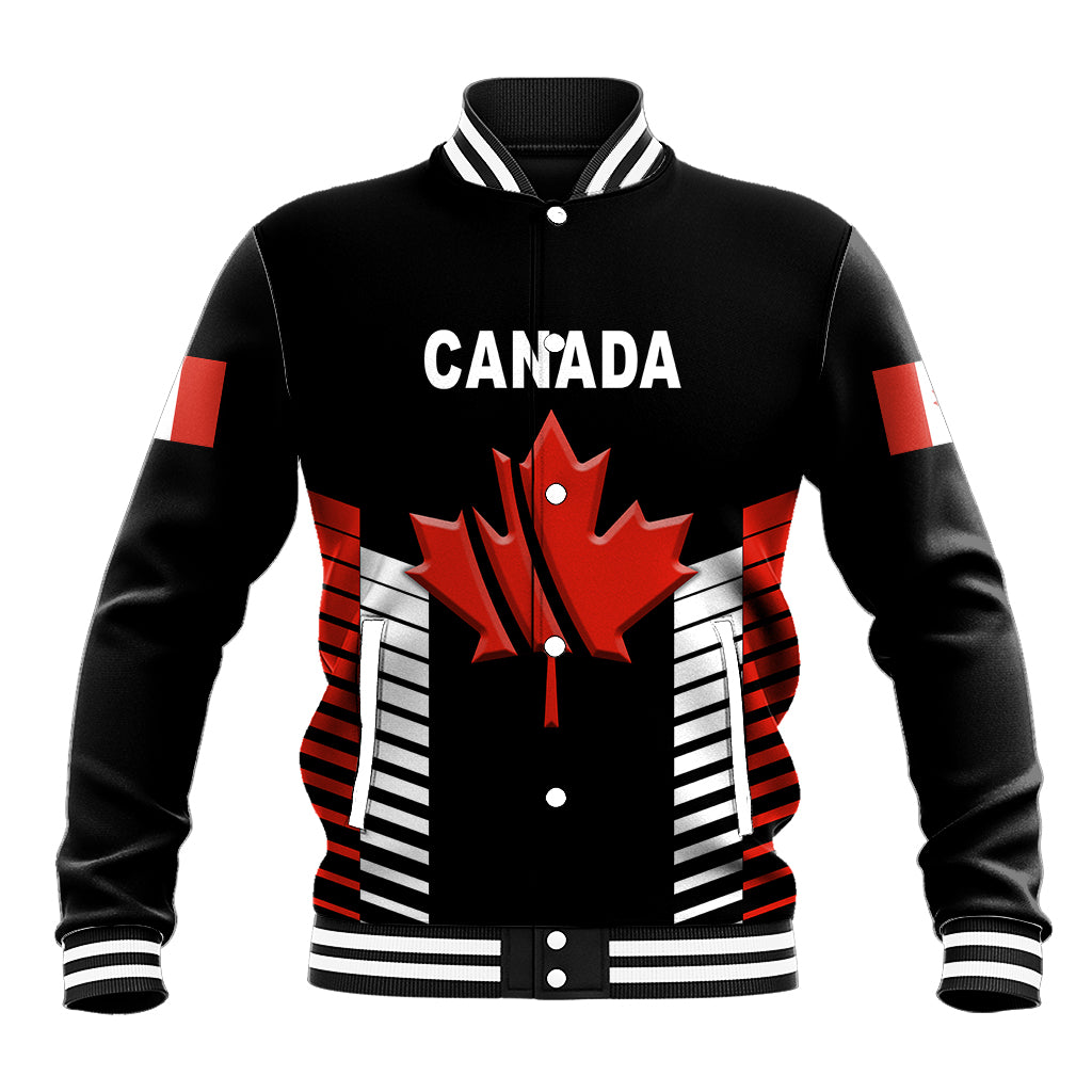 (Custom Personalised) Canada Cricket Baseball Jacket Maple Leaf Unique Style - Black LT8 - Wonder Print Shop