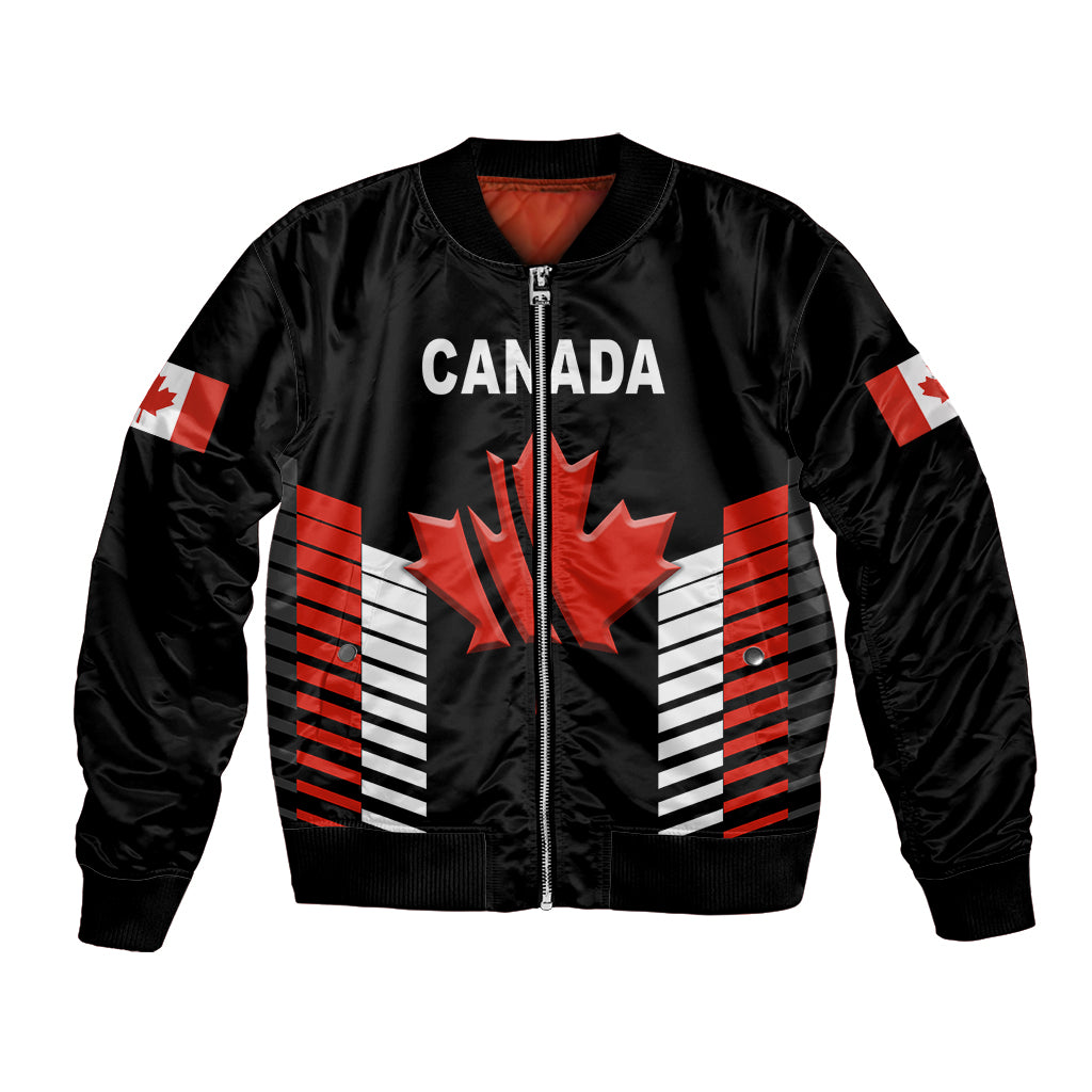 (Custom Personalised) Canada Cricket Bomber Jacket Maple Leaf Unique Style - Black LT8 - Wonder Print Shop