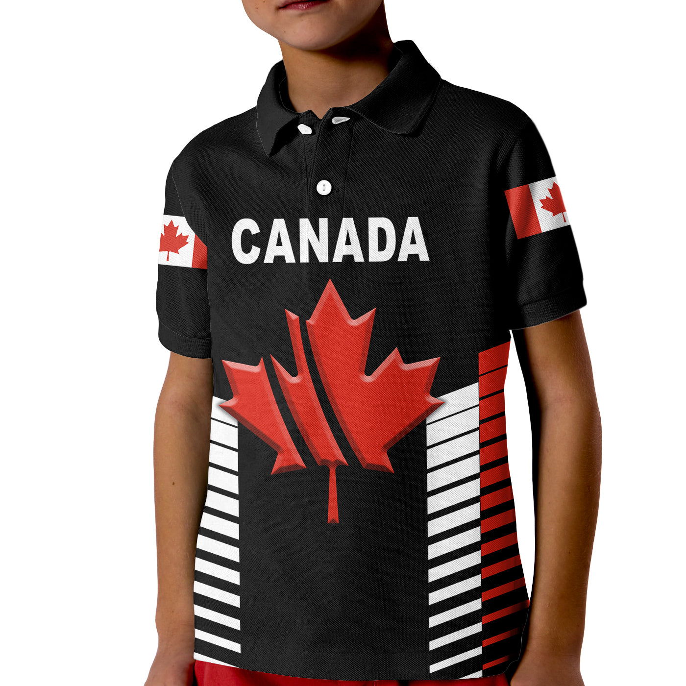 Custom Canada Cricket Polo Shirt for Kid Maple Leaf Unique Style Black LT8 - Wonder Print Shop