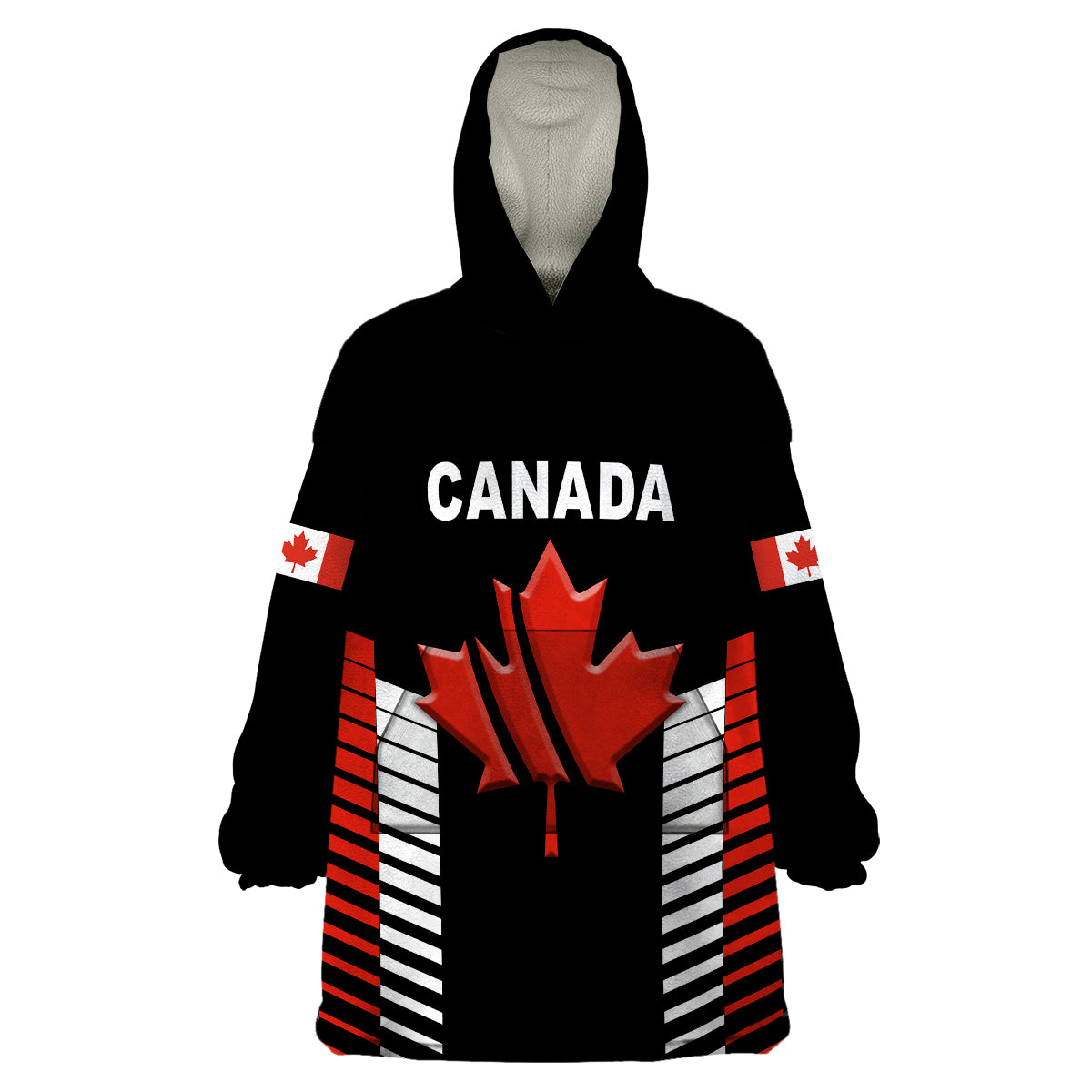 custom-personalised-canada-cricket-wearable-blanket-hoodie-maple-leaf-unique-style-black