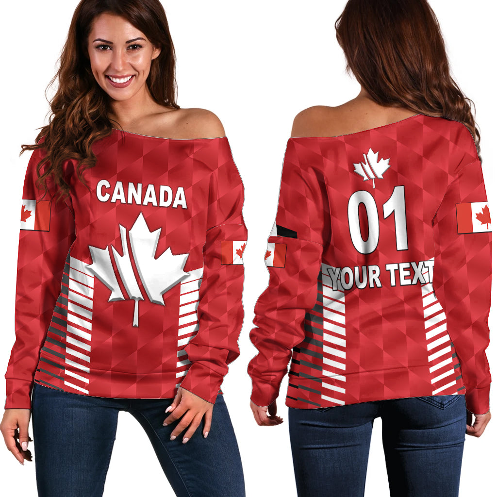 (Custom Personalised) Canada Cricket Off Shoulder Sweater Maple Leaf Unique Style - Red LT8 - Wonder Print Shop