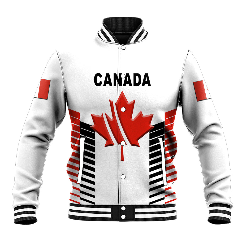 (Custom Personalised) Canada Cricket Baseball Jacket Maple Leaf Unique Style - White LT8 - Wonder Print Shop