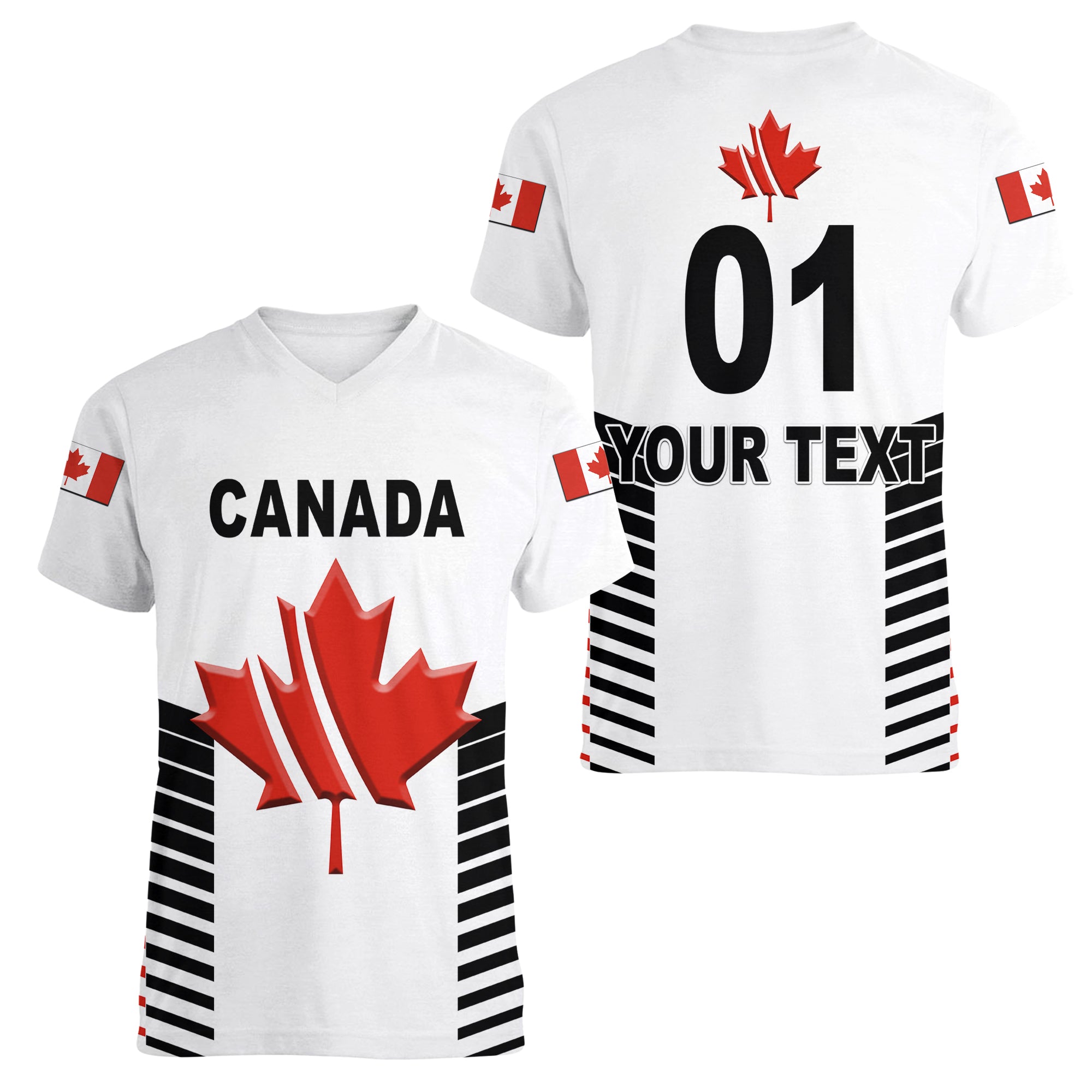 custom-personalised-canada-cricket-women-v-neck-t-shirt-maple-leaf-unique-style-white