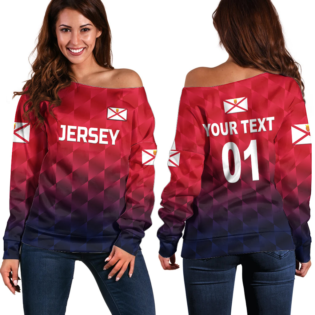 (Custom Personalised) The Bailiwick of Jersey Cricket Off Shoulder Sweater Unique Style - Red NO.1 LT8 - Wonder Print Shop