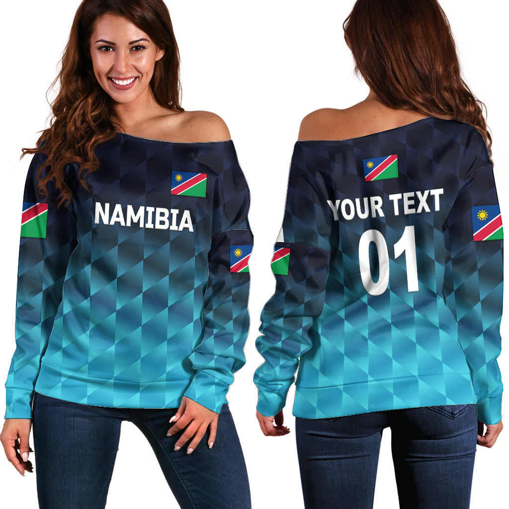 (Custom Personalised) Namibia Cricket Off Shoulder Sweater Unique Style - Blue LT8 - Wonder Print Shop