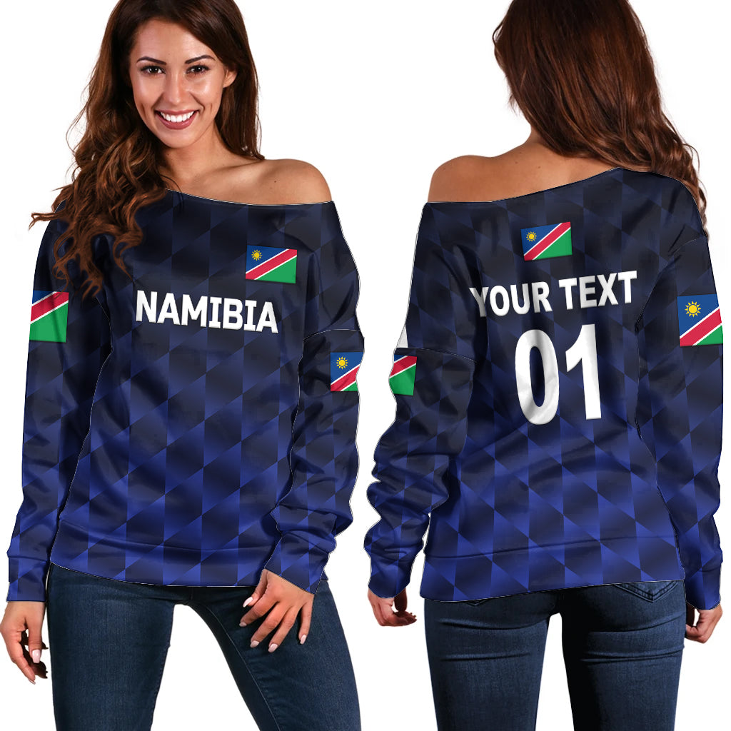 (Custom Personalised) Namibia Cricket Off Shoulder Sweater Unique Style - Navy LT8 - Wonder Print Shop