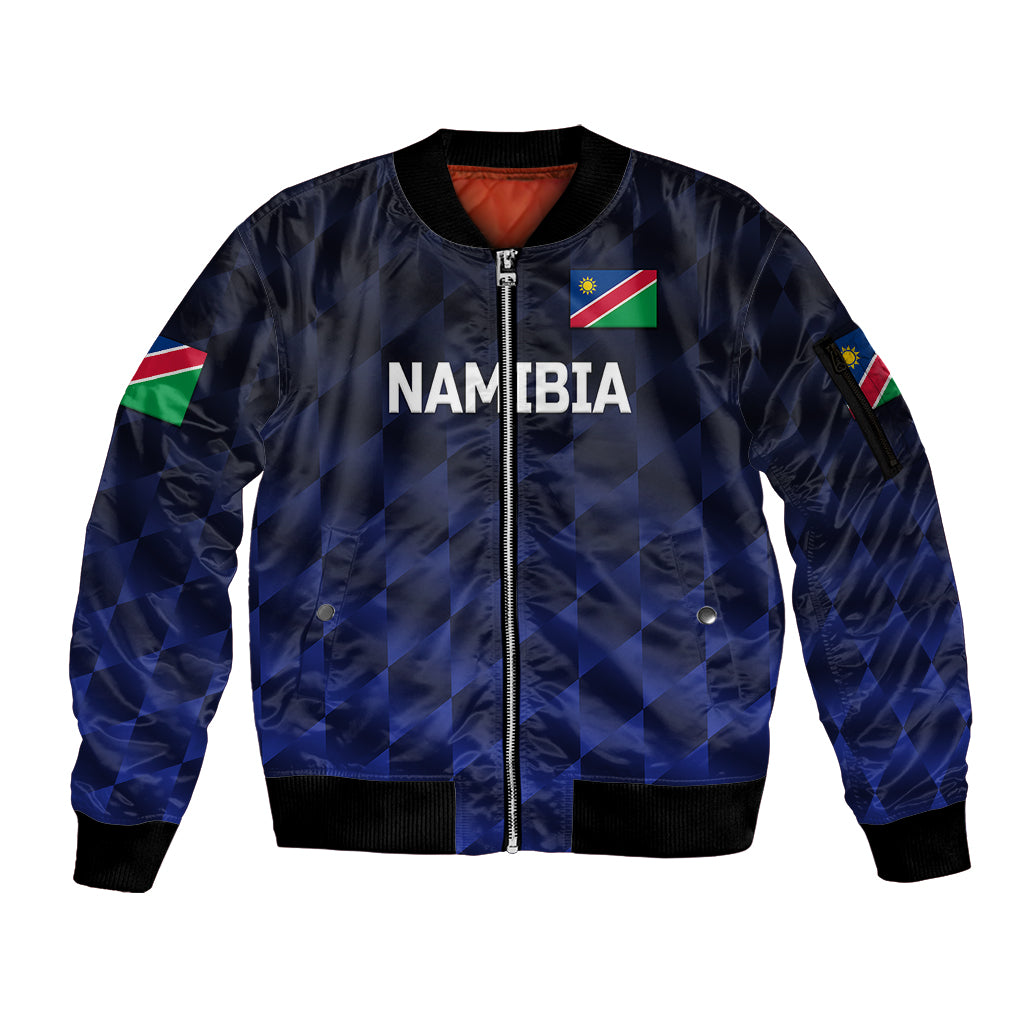 custom-personalised-namibia-cricket-sleeve-zip-bomber-jacket-unique-style-navy