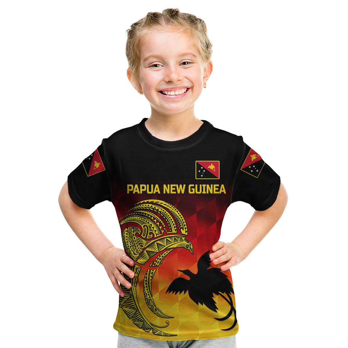 custom-personalised-papua-new-guinea-barramundis-cricket-kid-t-shirt-birds-of-paradise-paradisaea-raggiana-original-gradient-flag-vibes