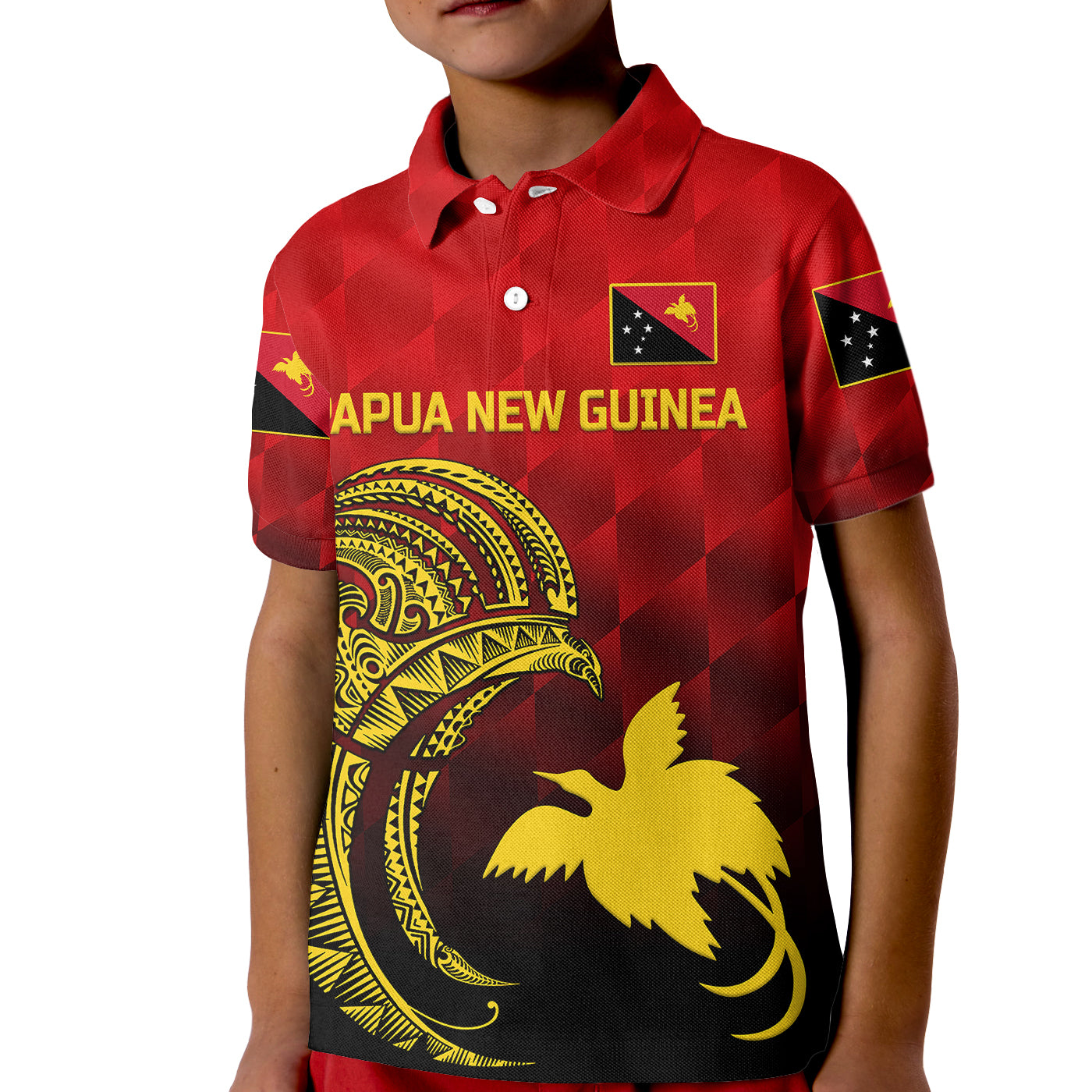 Custom Papua New Guinea Barramundis Cricket Polo Shirt for Kid Birds Of Paradise Paradisaea Raggiana Original Red LT8 - Wonder Print Shop