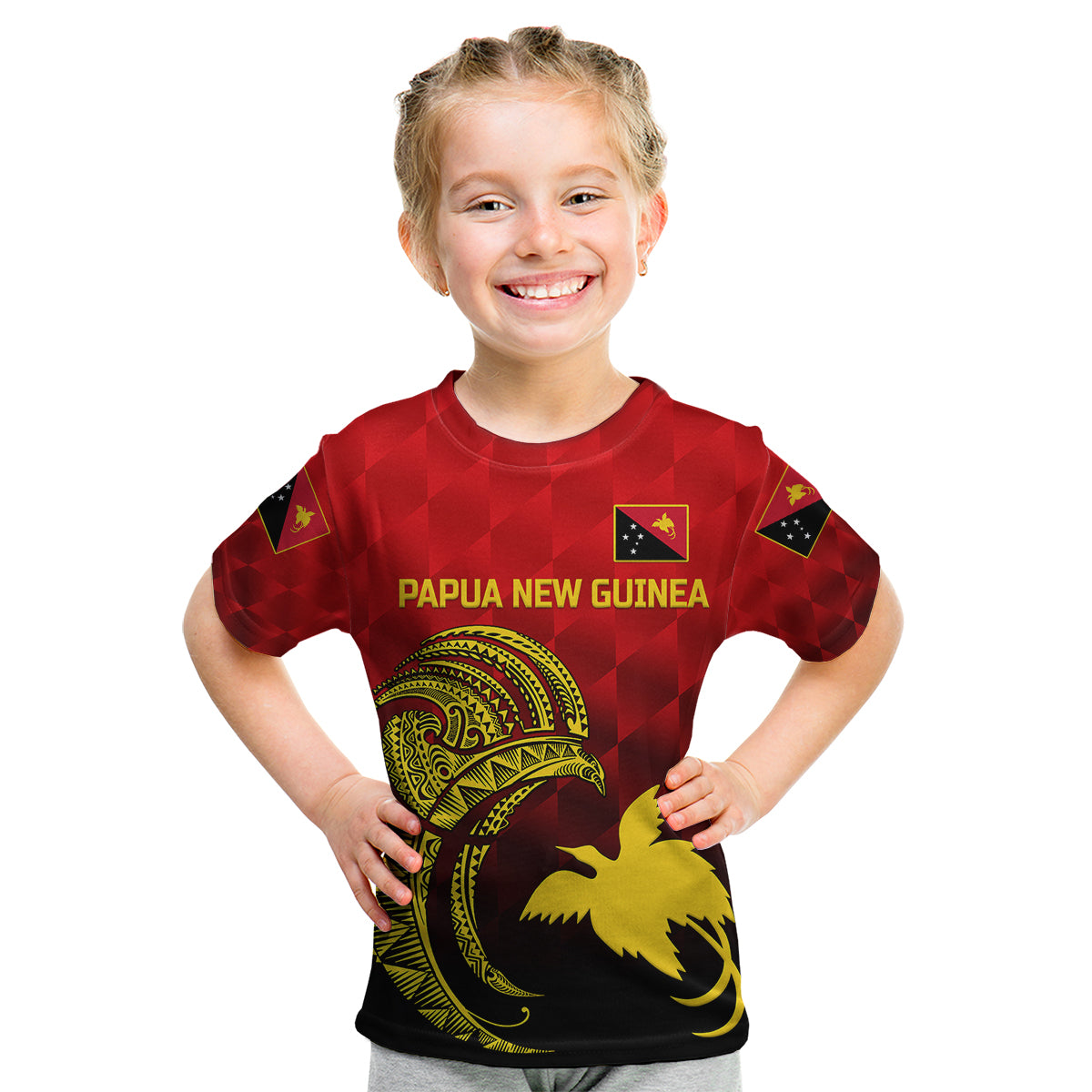 custom-personalised-papua-new-guinea-barramundis-cricket-kid-t-shirt-birds-of-paradise-paradisaea-raggiana-original-red