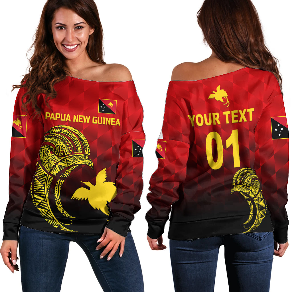 custom-personalised-papua-new-guinea-barramundis-cricket-off-shoulder-sweater-birds-of-paradise-paradisaea-raggiana-original-red