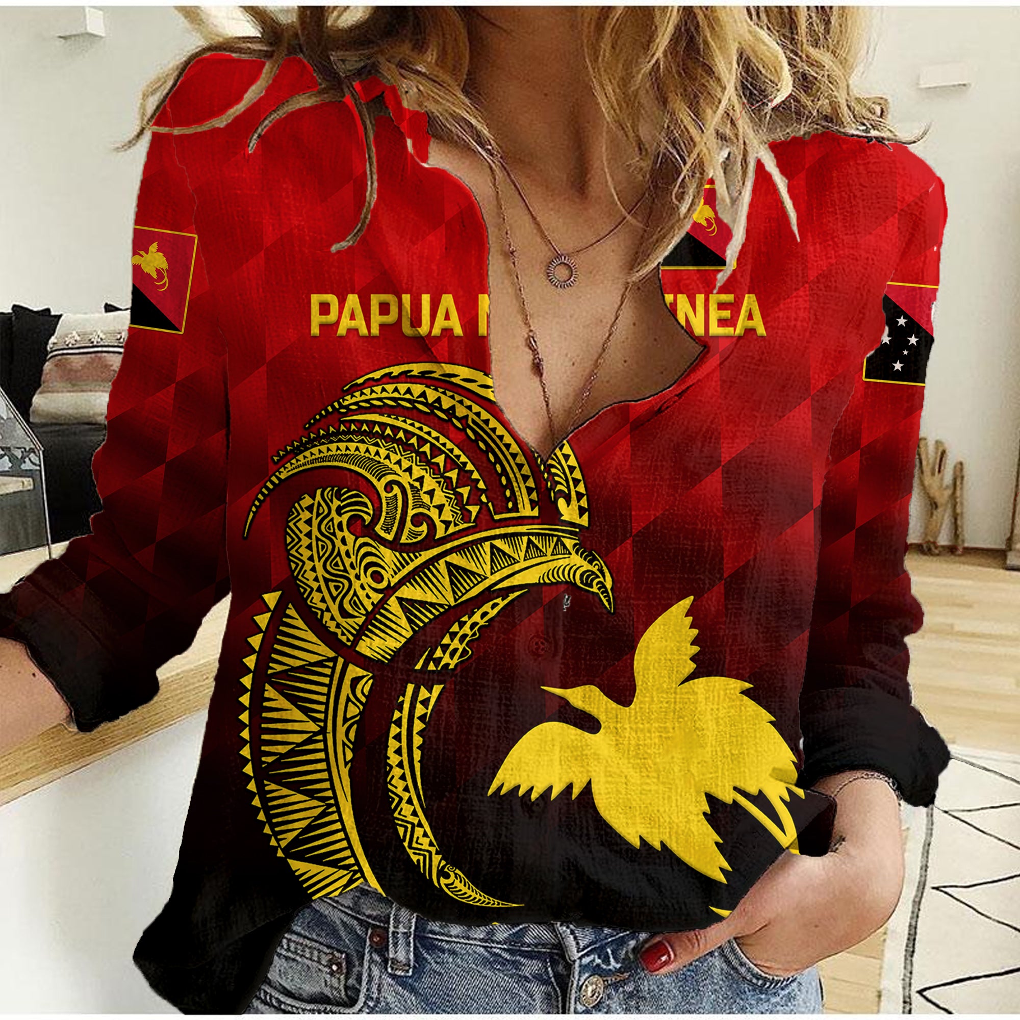 custom-personalised-papua-new-guinea-barramundis-cricket-women-casual-shirt-birds-of-paradise-paradisaea-raggiana-original-red