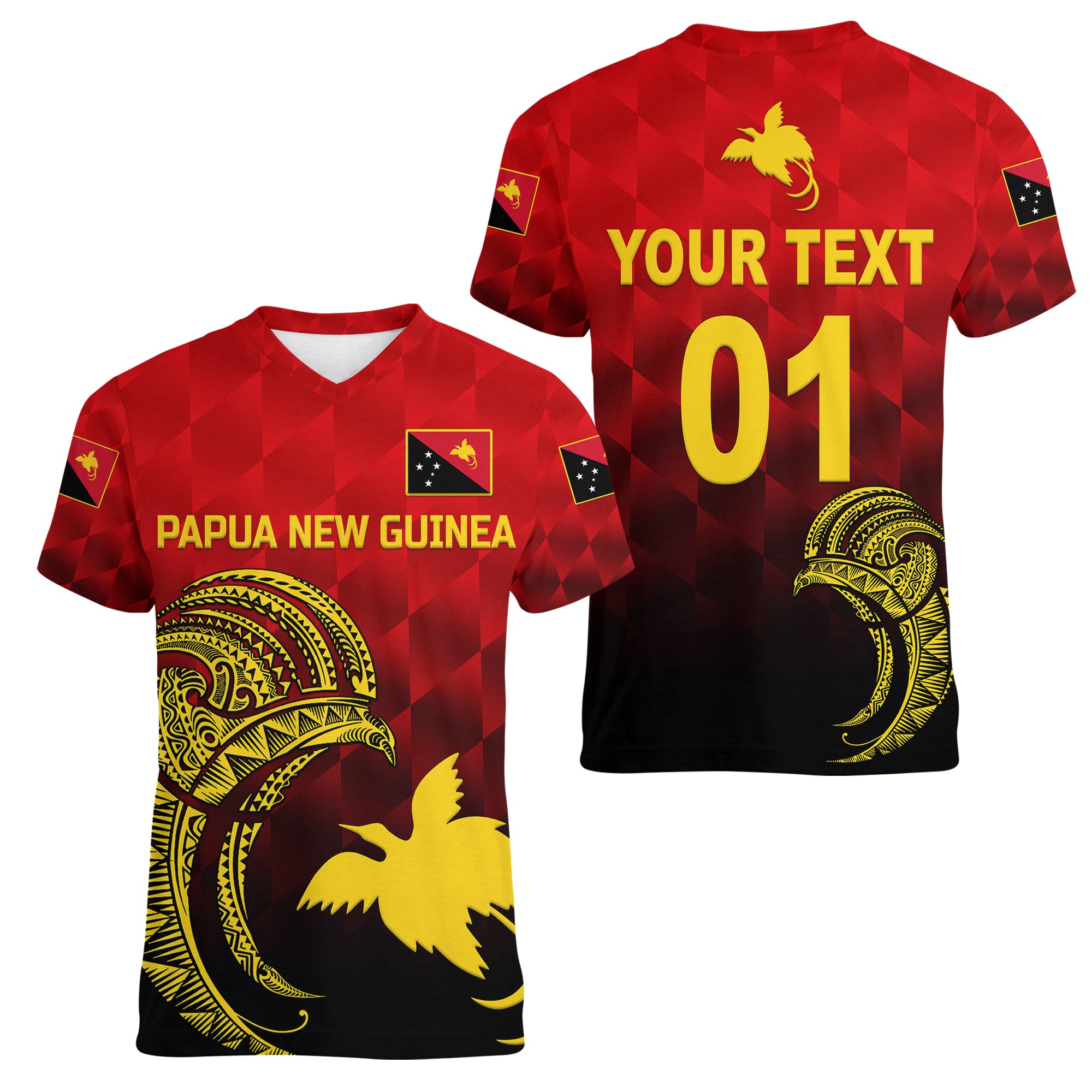 custom-personalised-papua-new-guinea-barramundis-cricket-women-v-neck-t-shirt-birds-of-paradise-paradisaea-raggiana-original-red