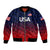 (Custom Personalised) United States National Cricket Bomber Jacket Team USA Cricket Gradient Navy Red LT8 - Wonder Print Shop