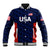 (Custom Personalised) United States National Cricket Baseball Jacket Team USA Cricket Navy LT8 - Wonder Print Shop