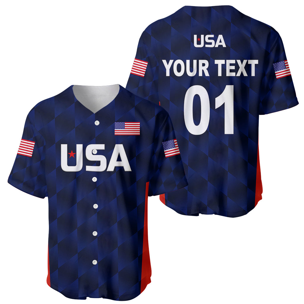 (Custom Personalised) United States National Cricket Baseball Jersey Team USA Cricket Navy LT8 - Wonder Print Shop