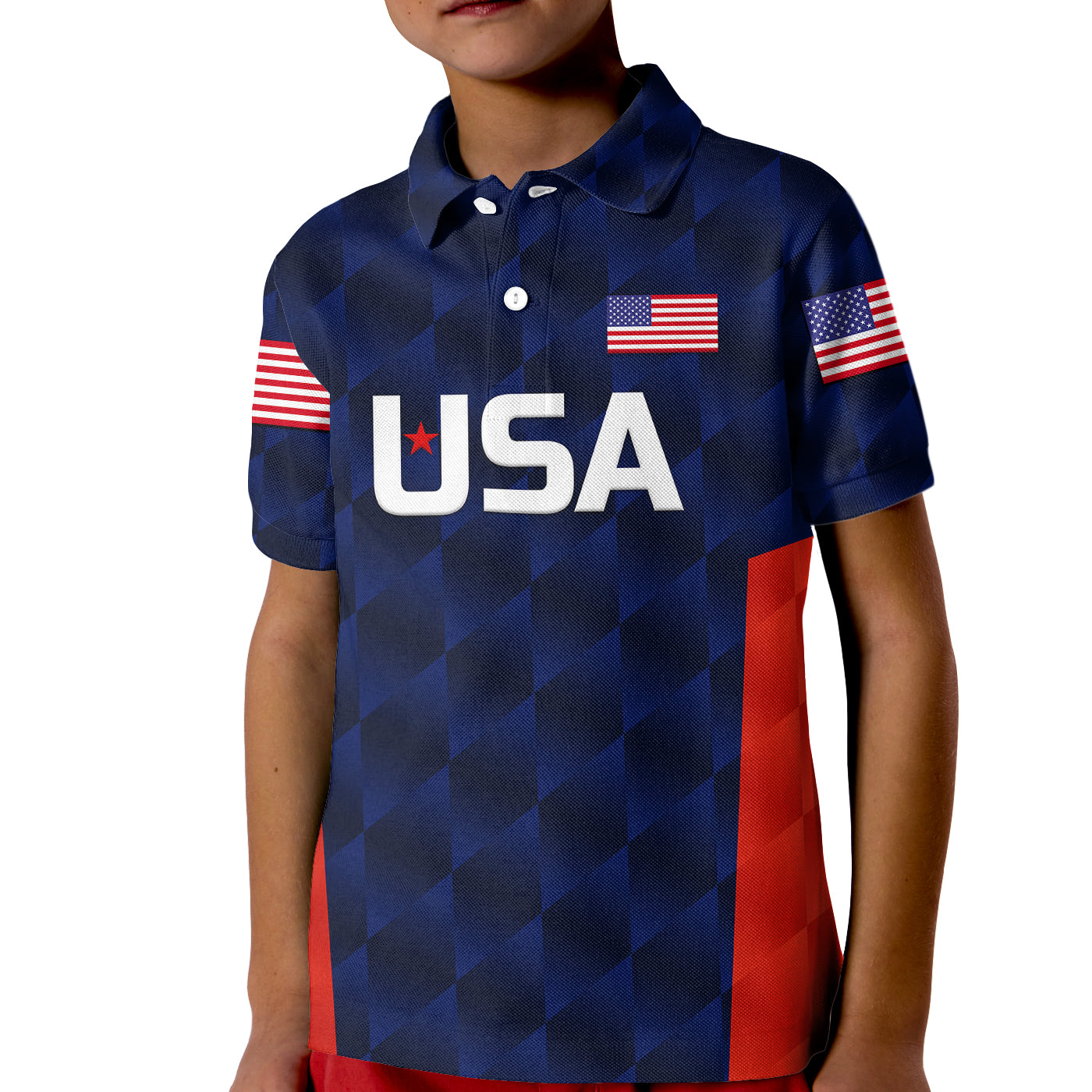 Custom United States National Cricket Polo Shirt for Kid Team USA Cricket Navy LT8 - Wonder Print Shop