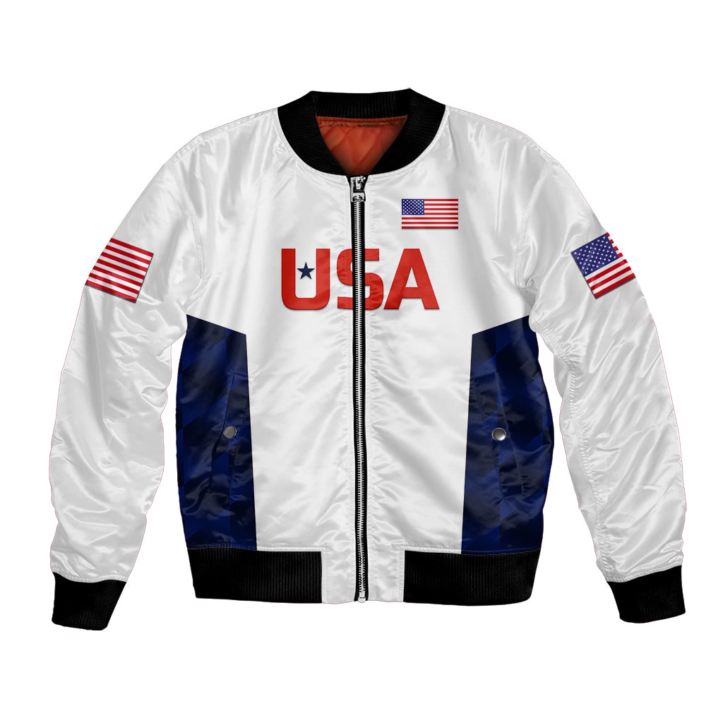 (Custom Personalised) United States National Cricket Bomber Jacket Team USA Cricket White LT8 - Wonder Print Shop