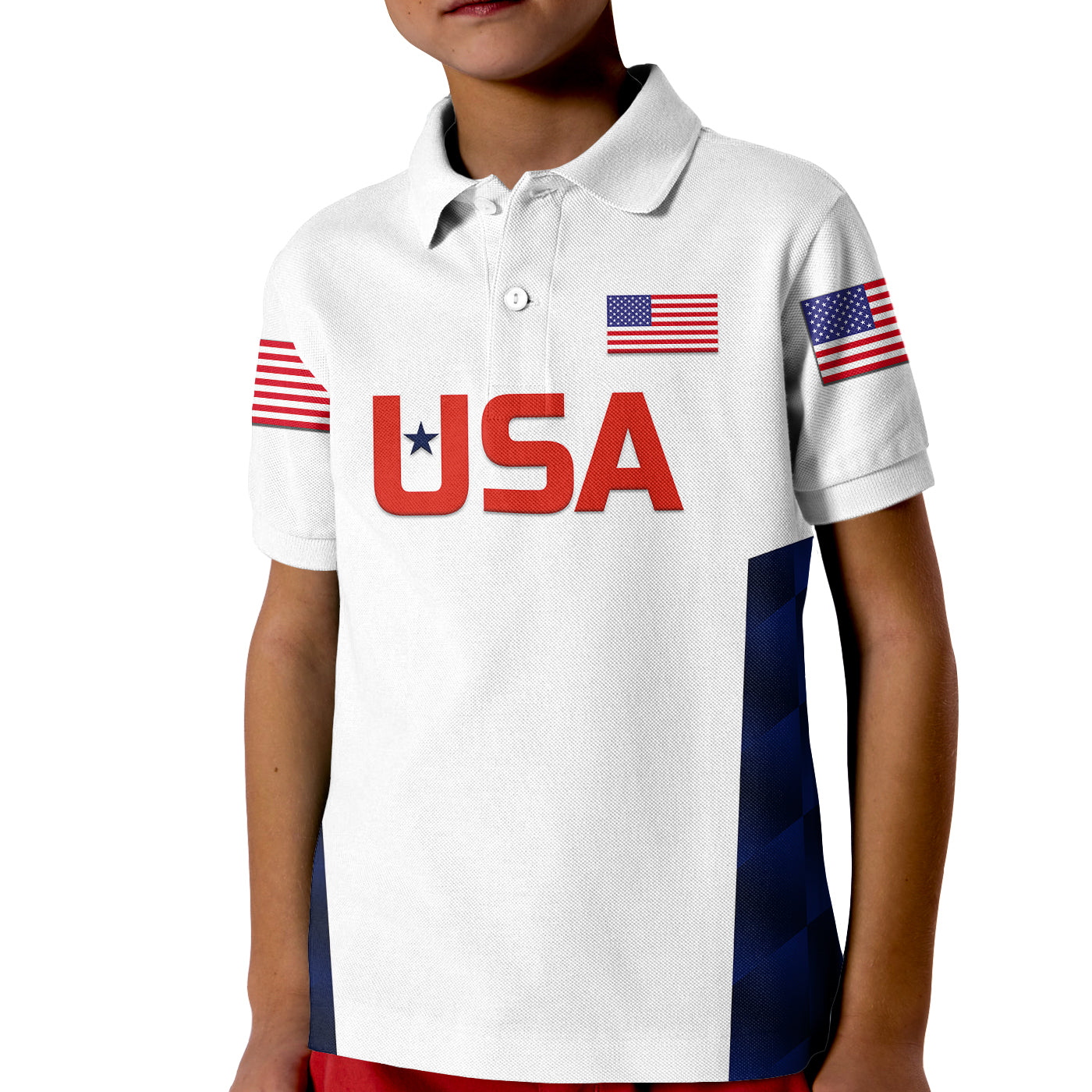 Custom United States National Cricket Polo Shirt for Kid Team USA Cricket White LT8 - Wonder Print Shop