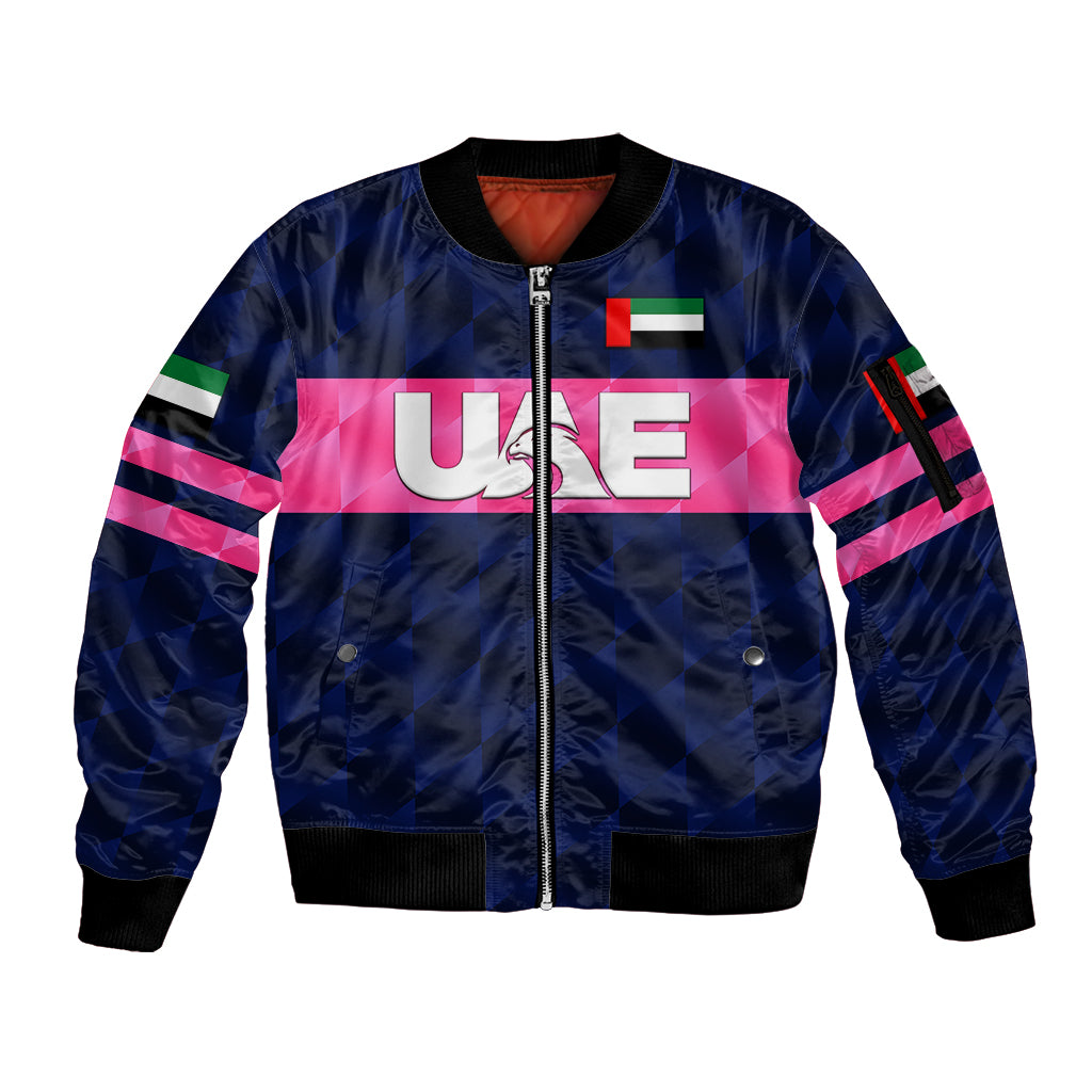 custom-personalised-united-arab-emirates-uae-cricket-sleeve-zip-bomber-jacket-falcon-unique-navy