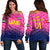 (Custom Personalised) United Arab Emirates UAE Cricket Off Shoulder Sweater Falcon Unique - Pink LT8 - Wonder Print Shop