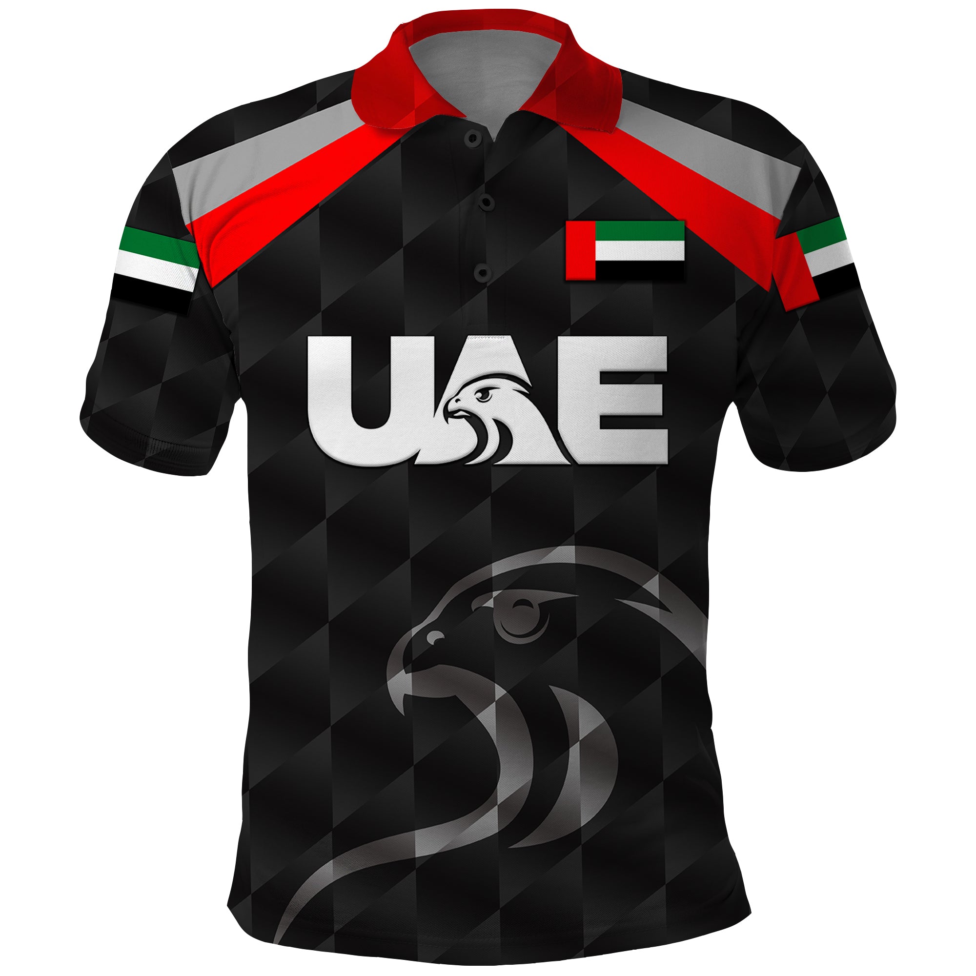 Custom United Arab Emirates UAE Cricket Polo Shirt Falcon Special Black LT8 - Wonder Print Shop