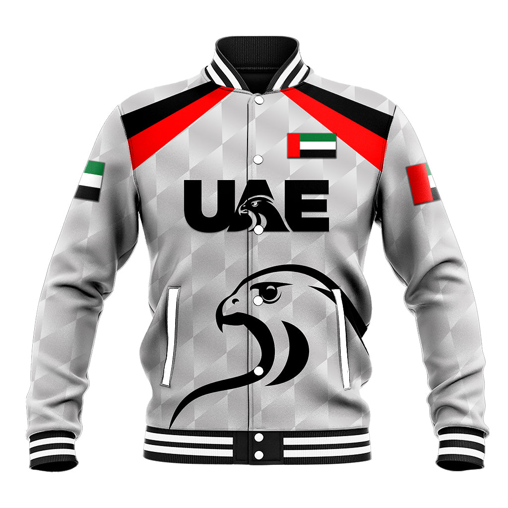 (Custom Personalised) United Arab Emirates UAE Cricket Baseball Jacket Falcon Special - Grey LT8 - Wonder Print Shop