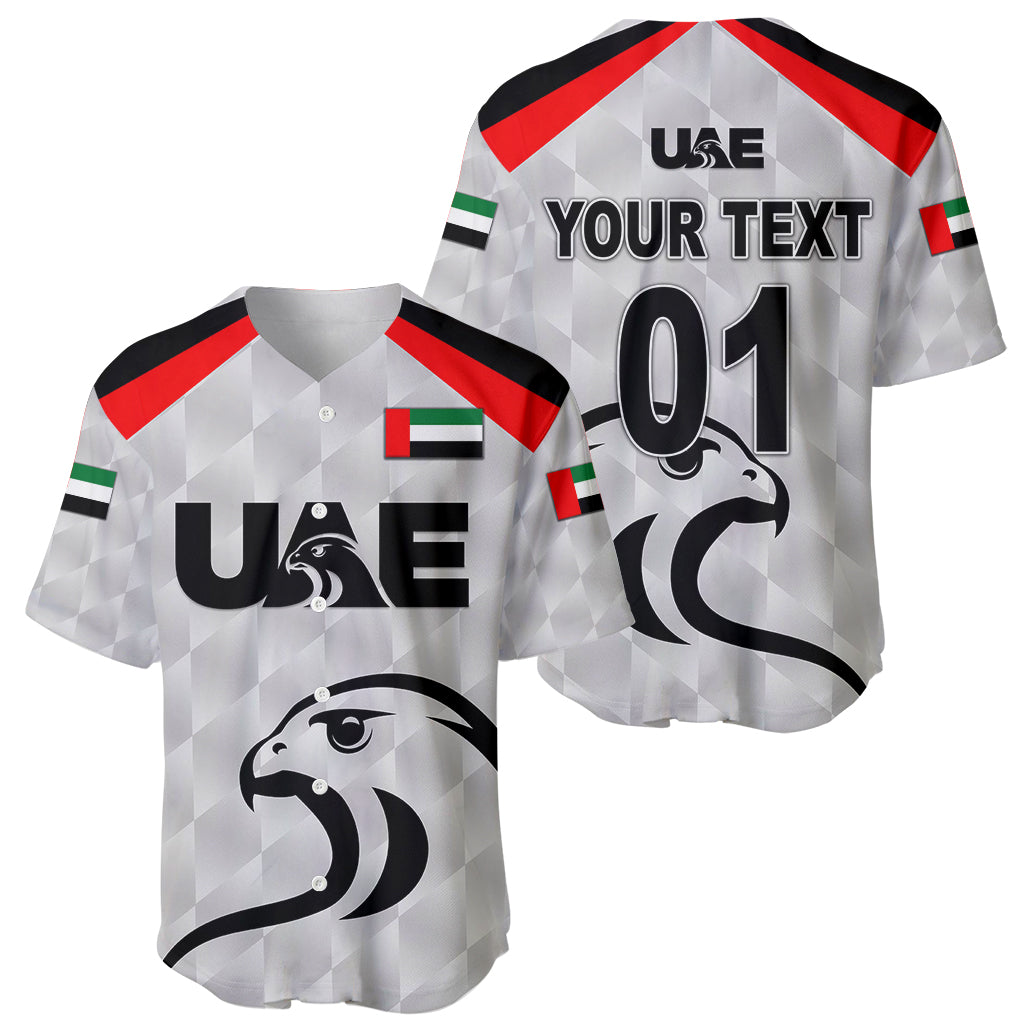 (Custom Personalised) United Arab Emirates UAE Cricket Baseball Jersey Falcon Special - Grey LT8 - Wonder Print Shop