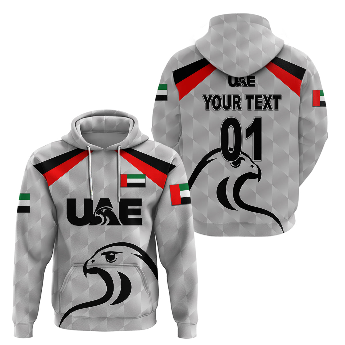 Custom United Arab Emirates UAE CrickeHoodie Falcon Special Grey LT8 - Wonder Print Shop