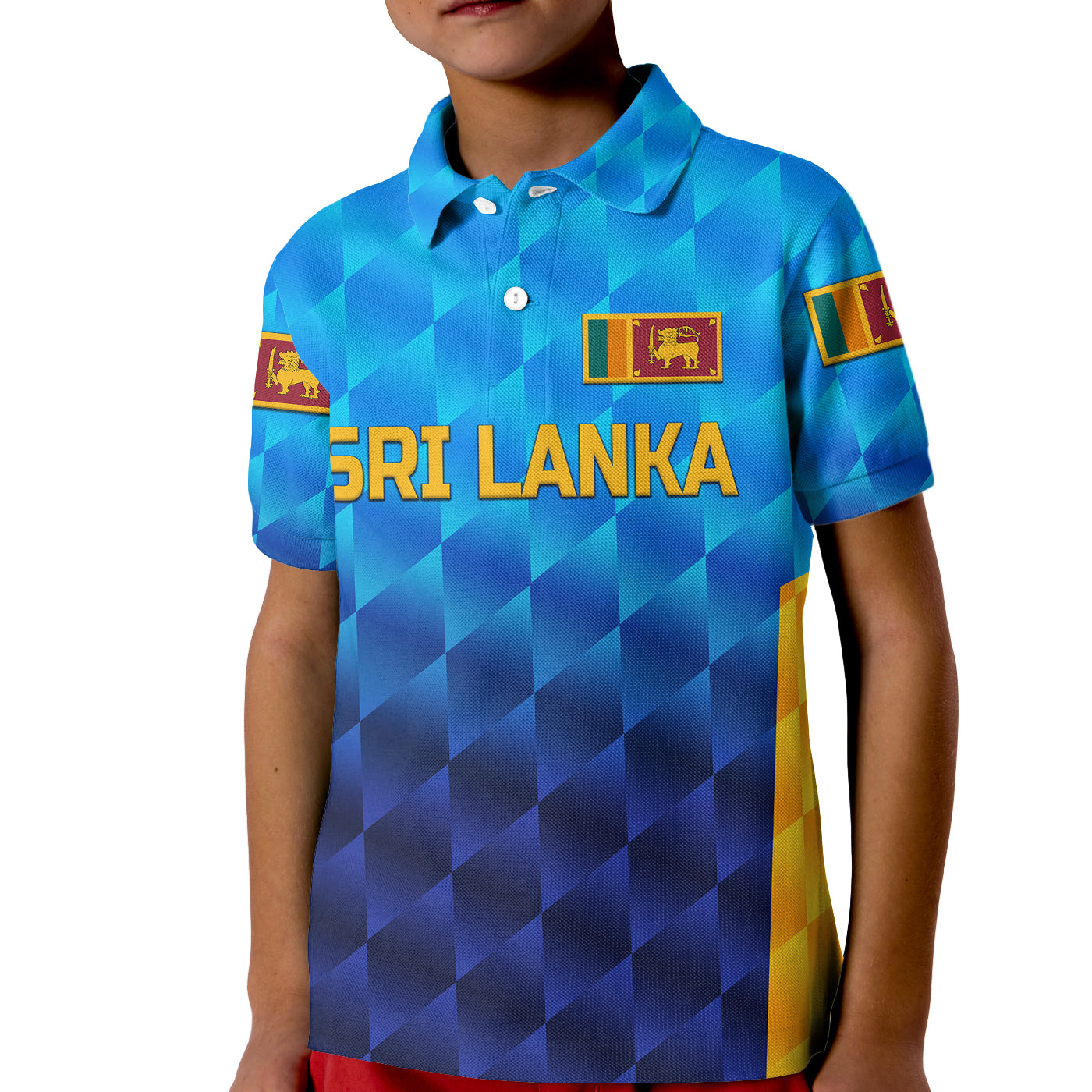 Custom Sri Lanka Cricket Polo Shirt for Kid The Lions Unique Gradient Blue LT8 - Wonder Print Shop