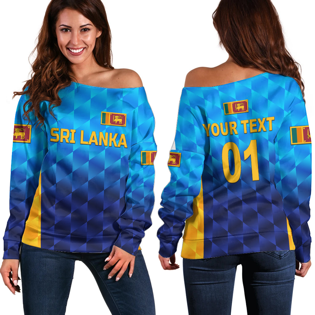 (Custom Personalised) Sri Lanka Cricket Off Shoulder Sweater The Lions Unique - Gradient Blue LT8 - Wonder Print Shop