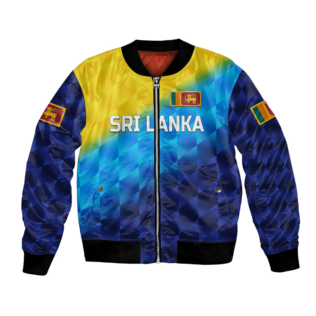 (Custom Personalised) Sri Lanka Cricket Bomber Jacket The Lions Special - Gradient Blue LT8 - Wonder Print Shop