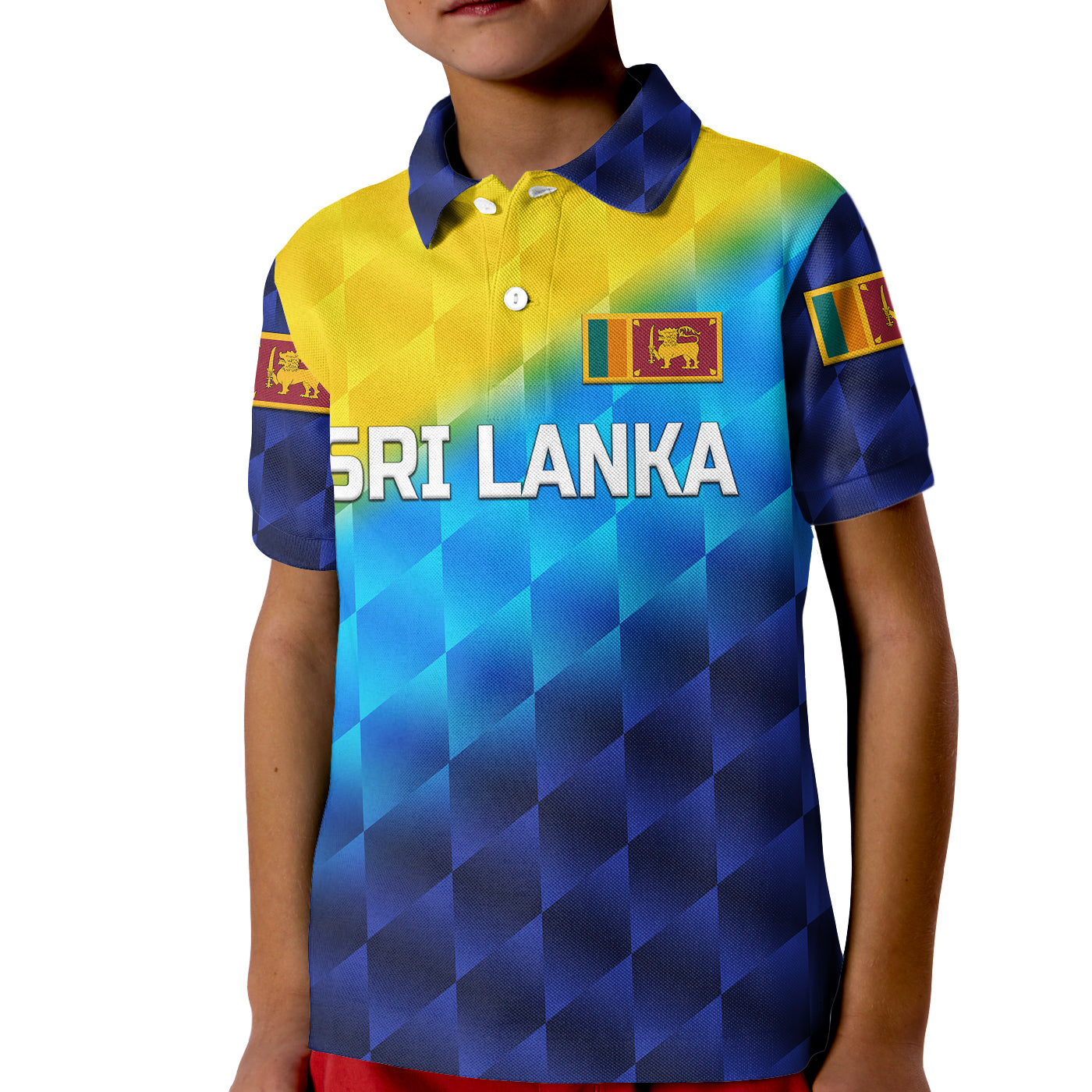 Custom Sri Lanka Cricket Polo Shirt for Kid The Lions Special Gradient Blue LT8 - Wonder Print Shop