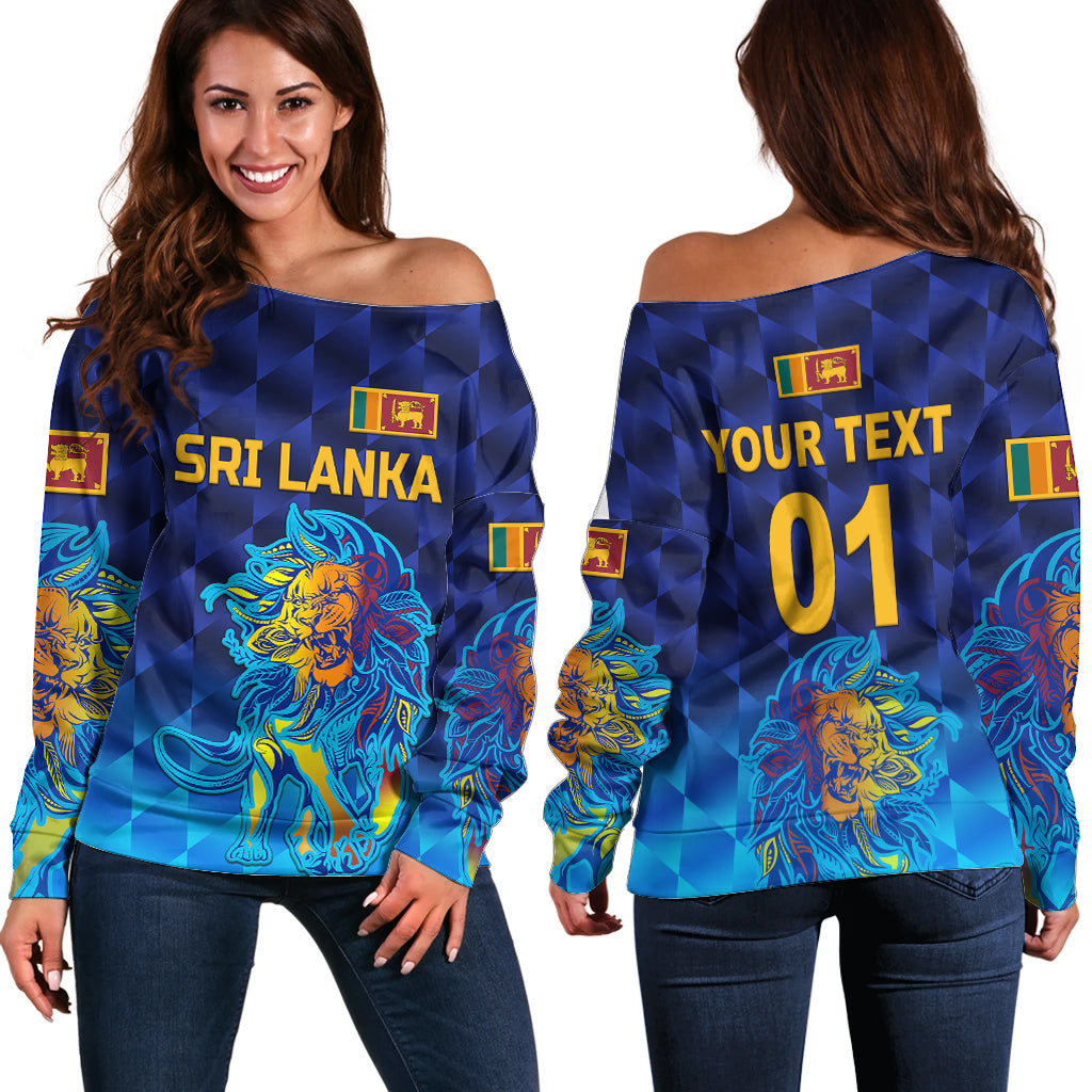 (Custom Personalised) Sri Lanka Cricket Off Shoulder Sweater The Lions Pride Version - Blue LT8 - Wonder Print Shop