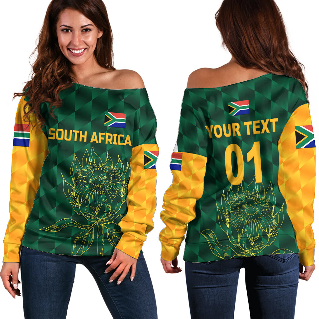 (Custom Personalised) South Africa Proteas Cricket Off Shoulder Sweater Simple - Green LT8 - Wonder Print Shop