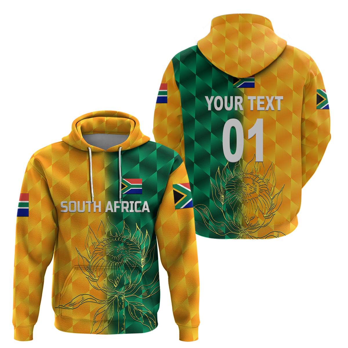 Custom South Africa Proteas CrickeHoodie Simple Yellow LT8 - Wonder Print Shop