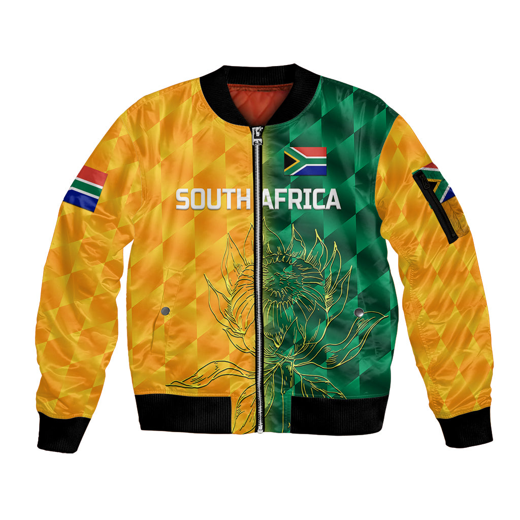 custom-personalised-south-africa-proteas-cricket-sleeve-zip-bomber-jacket-simple-yellow