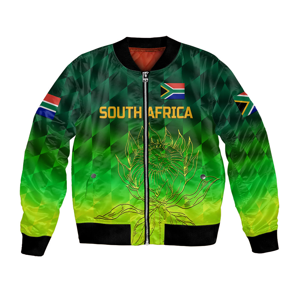 (Custom Personalised) South Africa Proteas Cricket Bomber Jacket Simple - Gradient Green LT8 - Wonder Print Shop