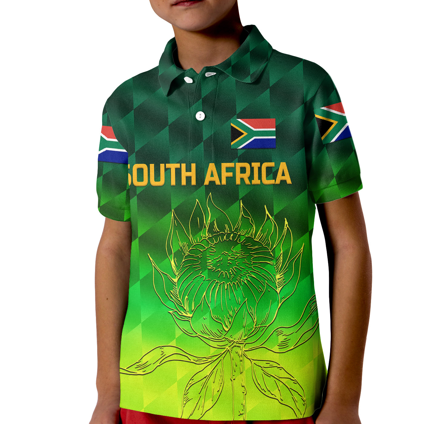 Custom South Africa Proteas Cricket Polo Shirt for Kid Simple Gradient Green LT8 - Wonder Print Shop