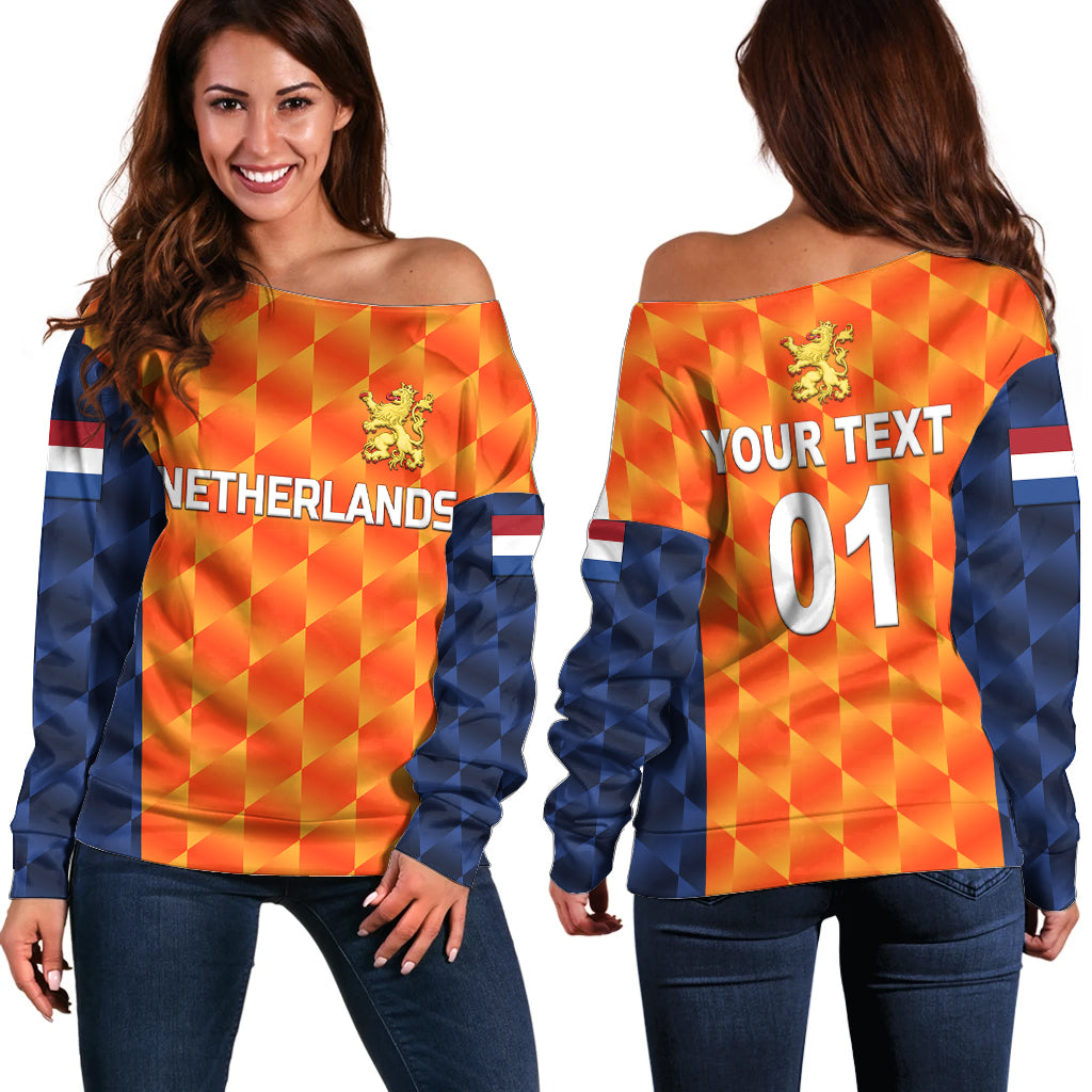 (Custom Personalised) Netherlands Cricket Dutch Lion Off Shoulder Sweater Unique Orange LT8 - Wonder Print Shop