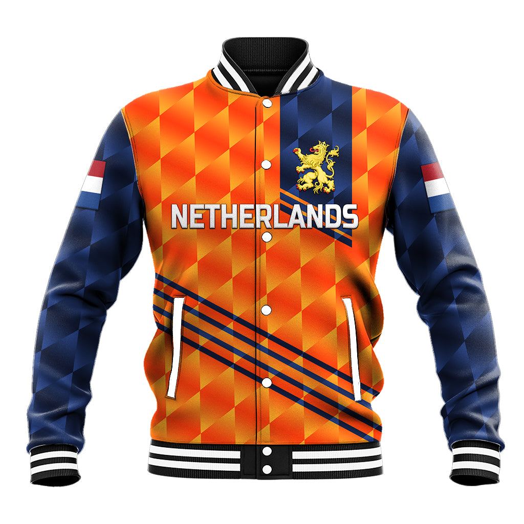 (Custom Personalised) Netherlands Cricket Dutch Lion Baseball Jacket Special Orange LT8 - Wonder Print Shop