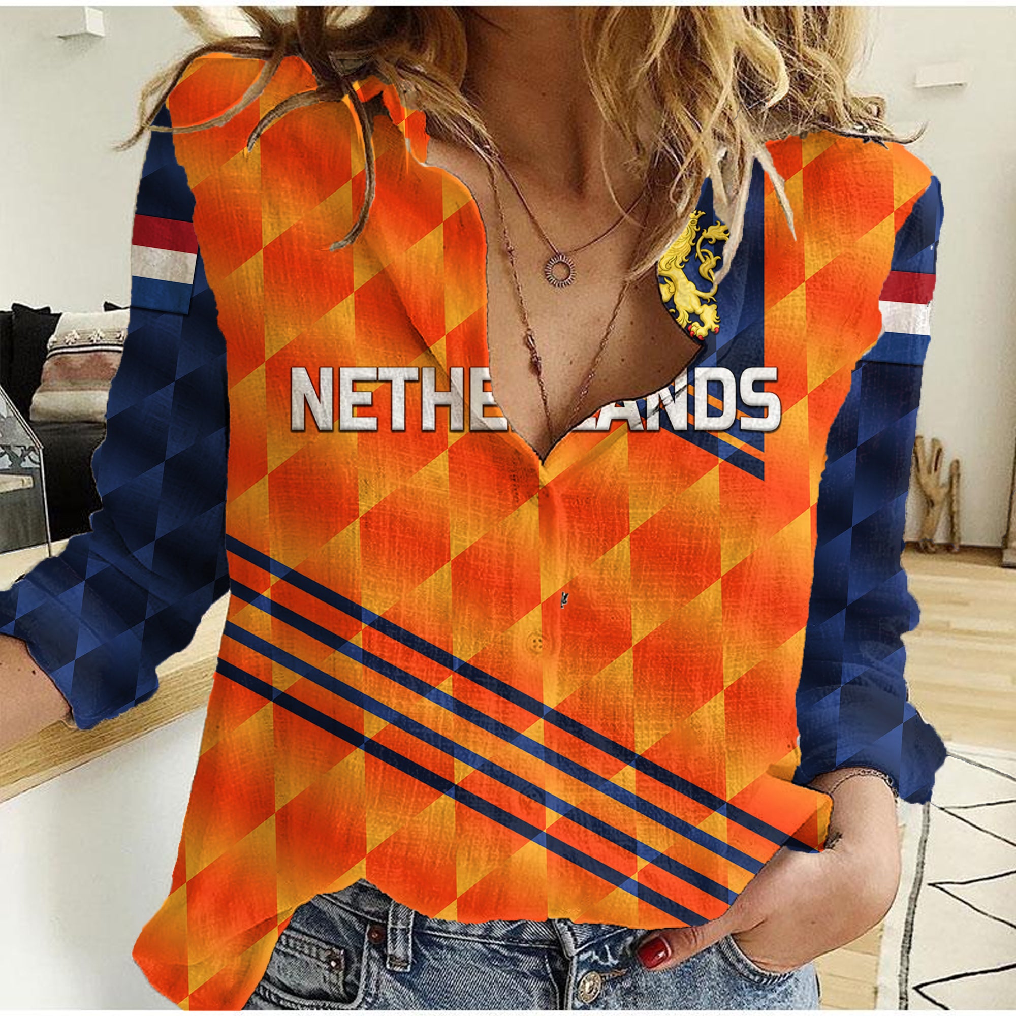 custom-personalised-netherlands-cricket-dutch-lion-women-casual-shirt-special-orange