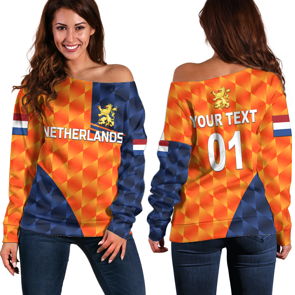 (Custom Personalised) Netherlands Cricket Dutch Lion Off Shoulder Sweater Pride Version Orange LT8 - Wonder Print Shop