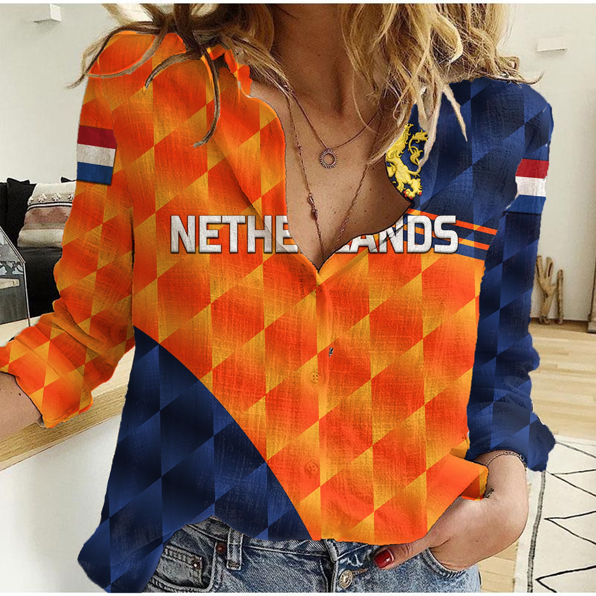 custom-personalised-netherlands-cricket-dutch-lion-women-casual-shirt-pride-version-orange