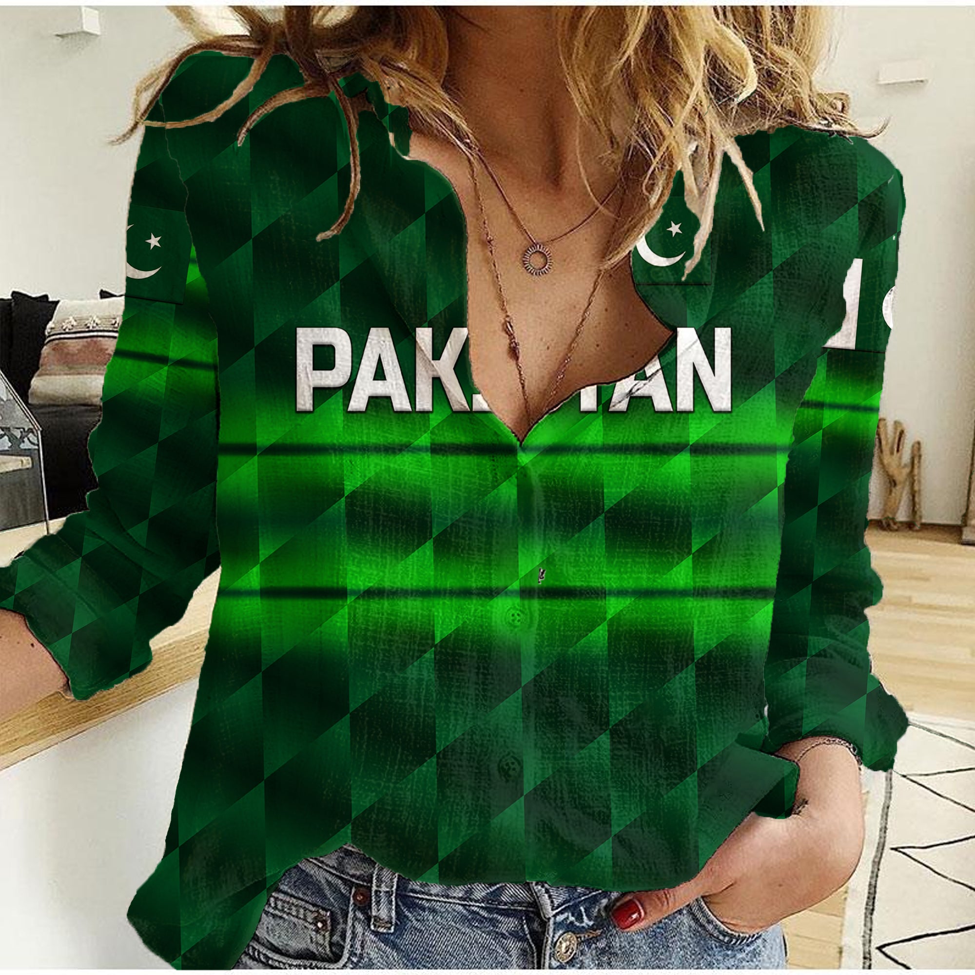 (Custom Personalised) Pakistan Cricket Women Casual Shirt Pak Shaheens Unique - Dark Green LT8 - Wonder Print Shop