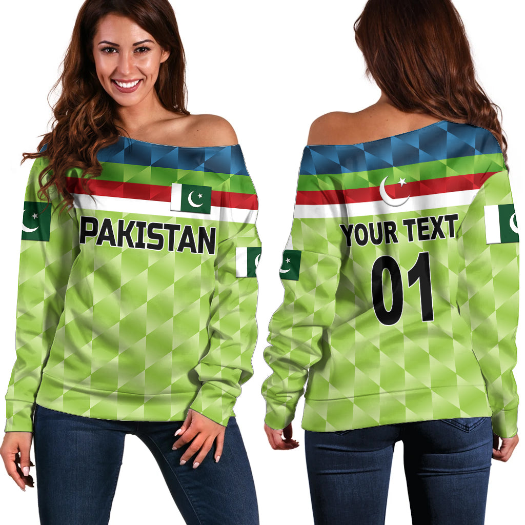 (Custom Personalised) Pakistan Cricket Off Shoulder Sweater Pak Shaheens Pride 1992 Champions LT8 - Wonder Print Shop