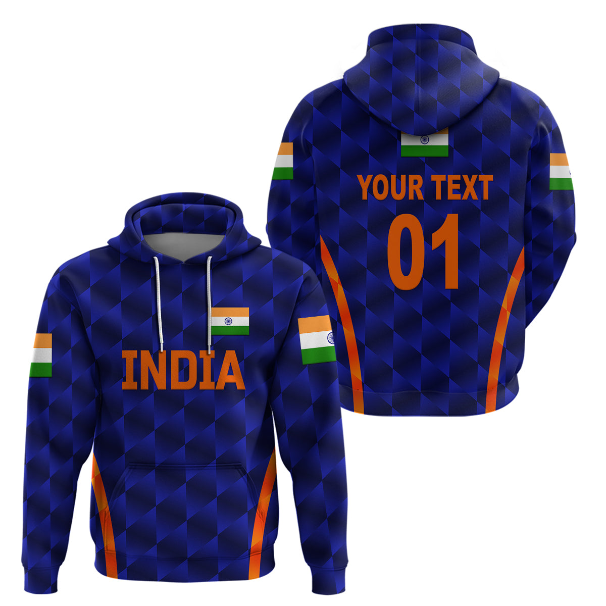 Custom India CrickeHoodie Men In Blue Unique Blue LT8 - Wonder Print Shop