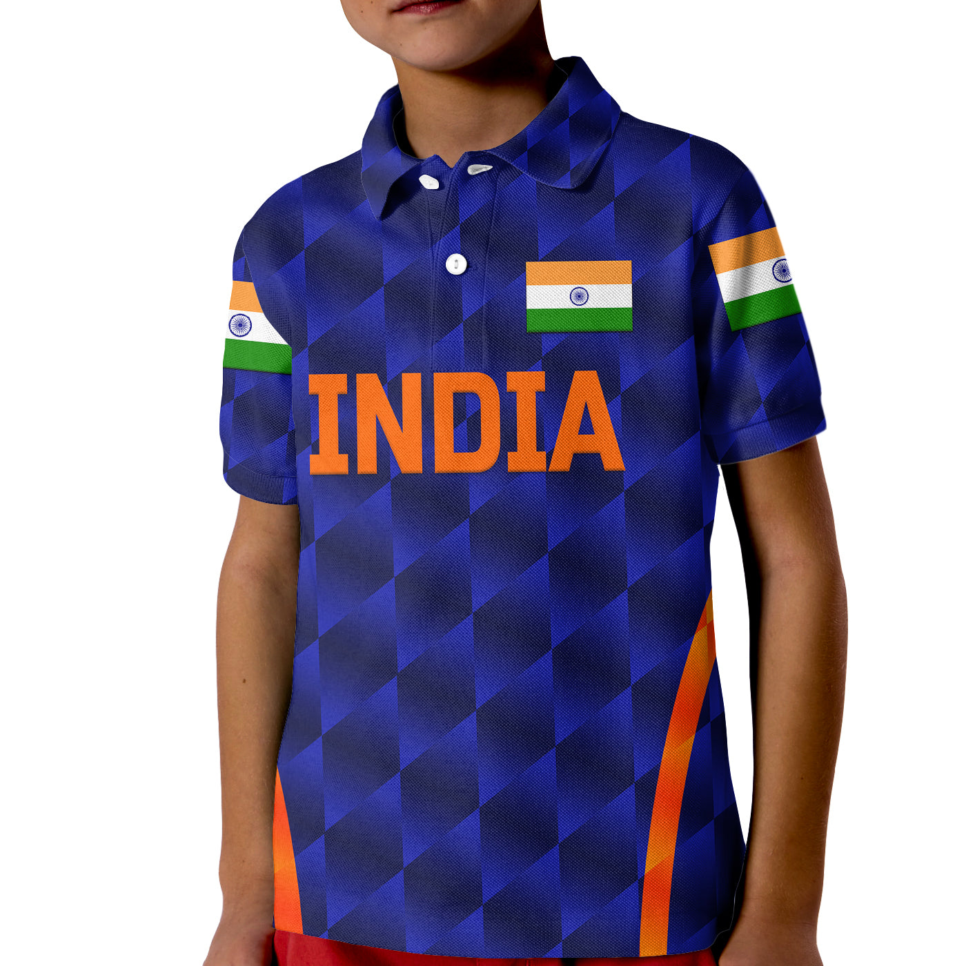 Custom India Cricket Polo Shirt for Kid Men In Blue Unique Blue LT8 - Wonder Print Shop