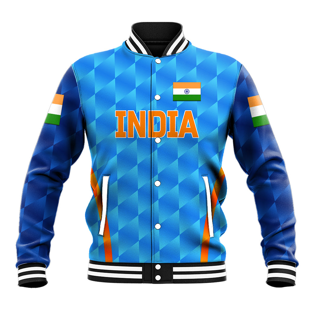 (Custom Personalised) India Cricket Baseball Jacket Men In Blue Unique - Light Blue LT8 - Wonder Print Shop