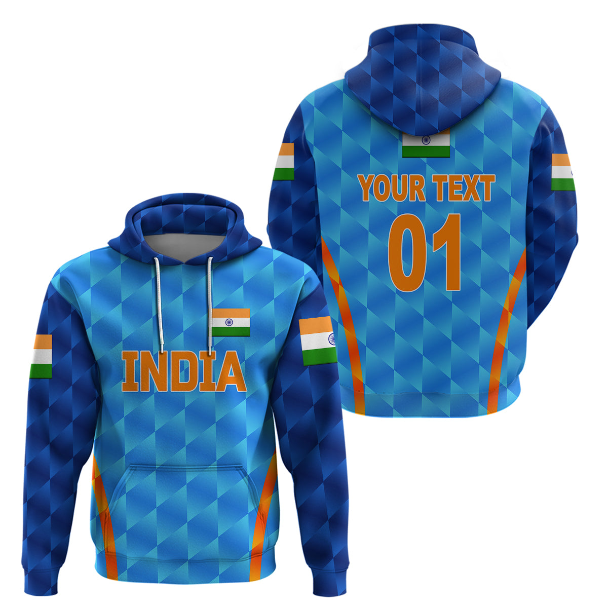 Custom India CrickeHoodie Men In Blue Unique Light Blue LT8 - Wonder Print Shop